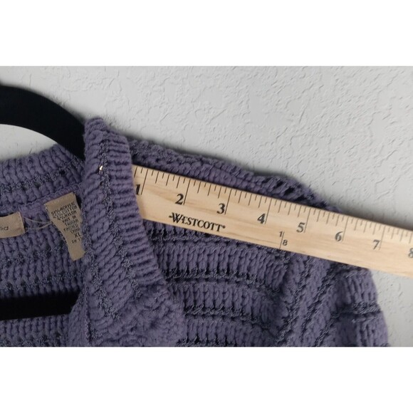 Cardigan Sweater Women's XL Lavender Purple One Button Chunky Knit Grandmacore - Picture 8 of 15